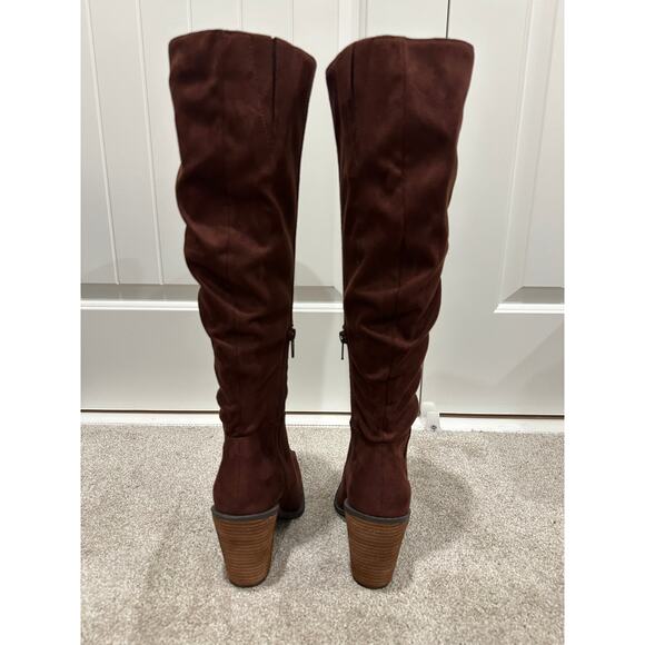 Charles David Wire Tall Boots Brown Microsuede Size 7 NWOB Textile Upper Fall - Picture 11 of 15